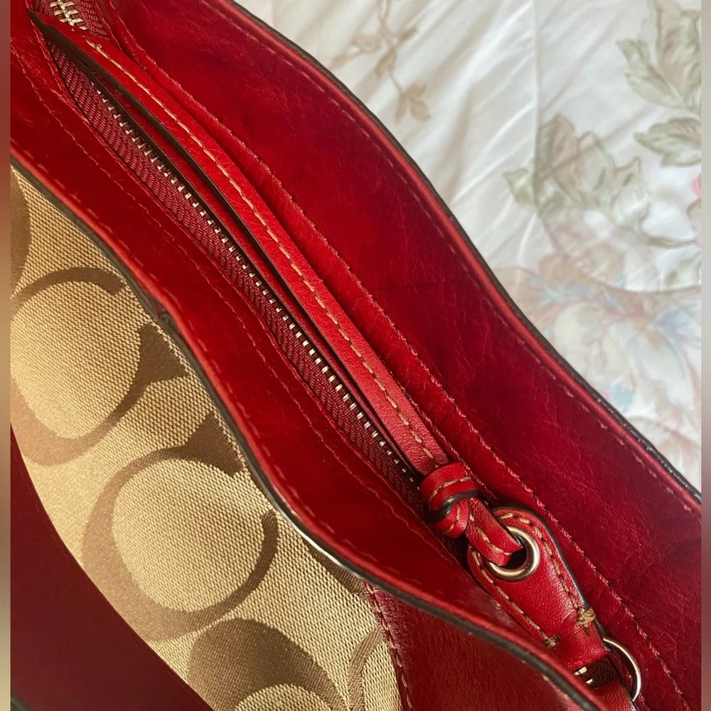 Red Coach Zoe Hobo Bag - Picture 5 of 8